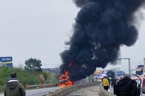 incendiu violent pe a1 circulatie oprita dupa ce un tir a luat foc in mers foto 68e3b59a30dd7