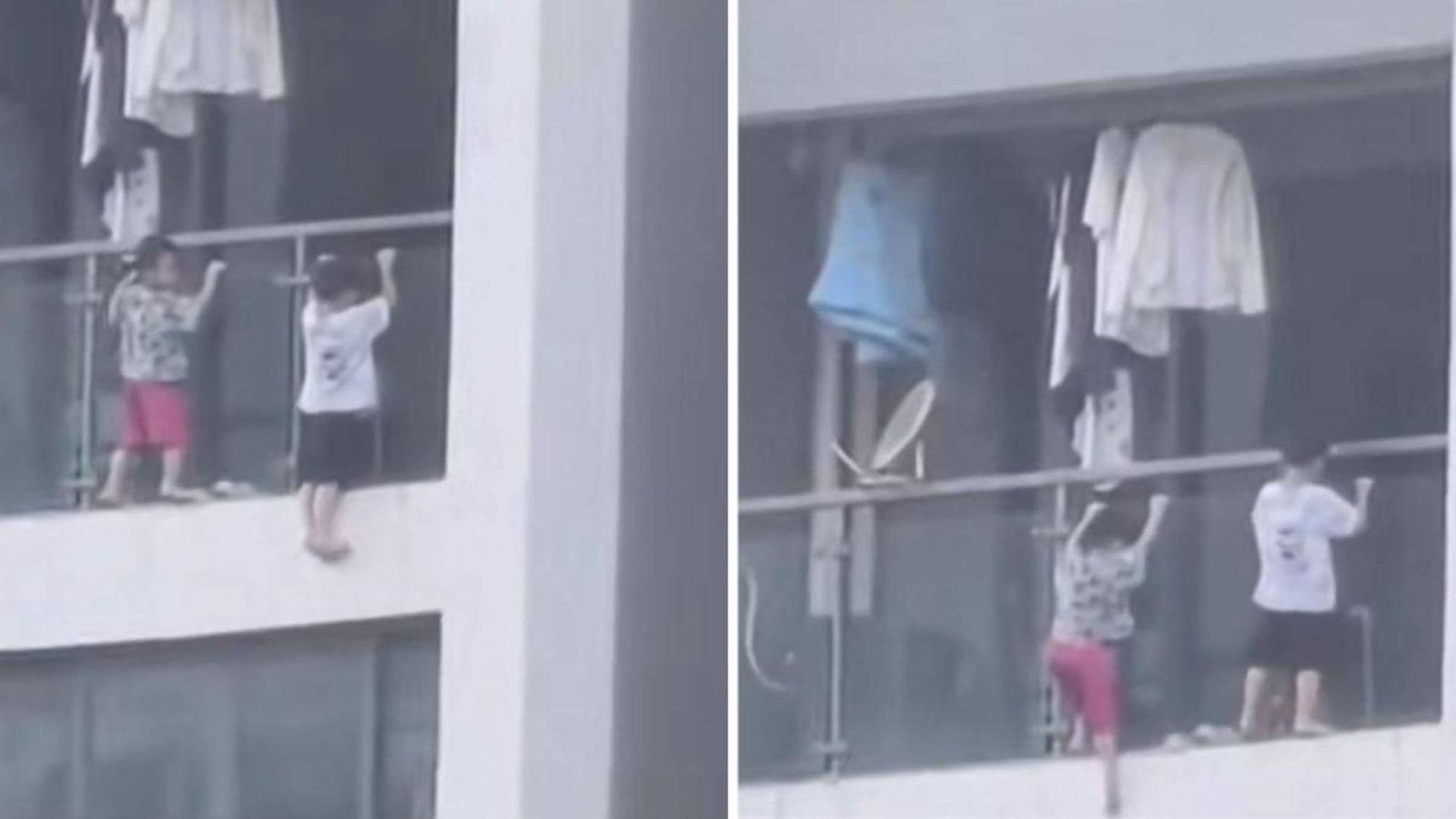 scene de groaza la etajul 13 doi copii surprinsi in afara balconului unui apartament din china 68eca3d5e2f3b